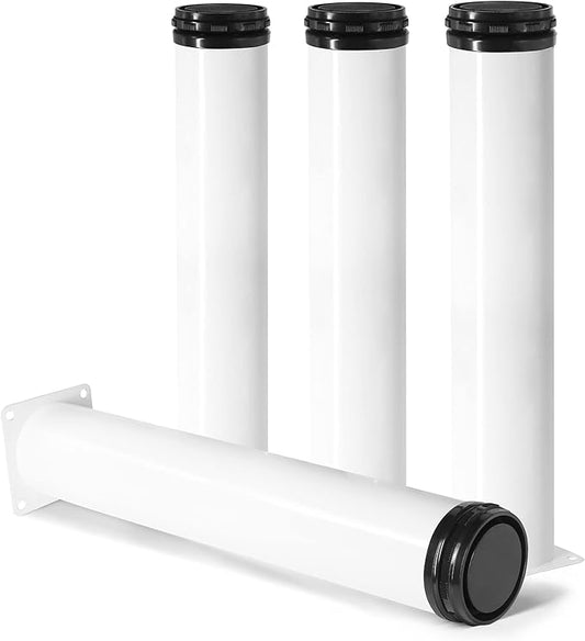 12 Inch Metal Furniture Legs - Stainless Steel, Adjustable, White, Round Cabinet Legs for Coffee Table, Cabinet, Desk, Sofa, Shelves - Pack of 4