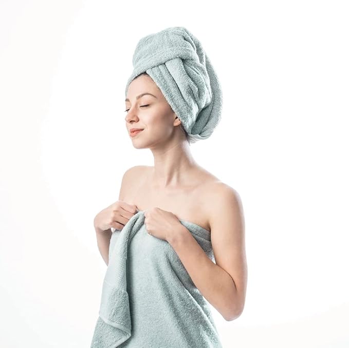 Hencely 18-Piece Bath Towel Set - High Absorbency, Quick Drying - 100% Soft Turkish Cotton - 6 Bath Towels, 6 Hand Towels, 6 Washcloths - Bathroom, Home, Hotel, Spa, and Gym - 18-Pack Water Green