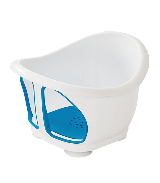 Baby Bath Seat with Non-Slip Suction Cups - Infant Bath Chair for 6-12 Months (Blue/White Design)