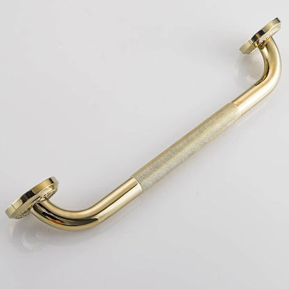 Textured Shower Grab Bar, 12-Inch Bathroom Support Rails, Stylish Safety Armrest Hand Rail, Polished Brass/Gold Finish, Good for Senior, Kids, Elderly