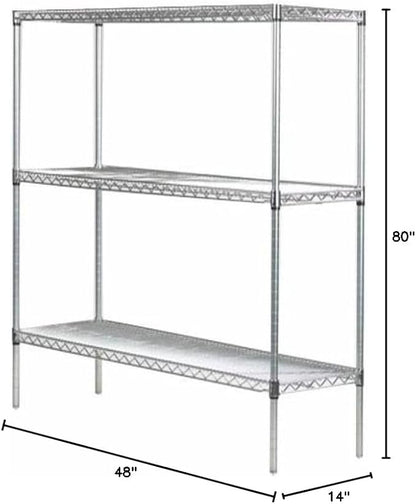 Omega 14" Deep x 48" Wide x 80" High 3 Tier Gray Starter Shelving Unit