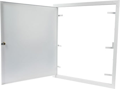 20" x 24" Lockable White Metal Access Panel. Service Shaft Door Panel with Key. Plumbing, Electricity, Heating, Alarm Wall Access Panel for Drywall. Bathroom Services Access Hole Cover.