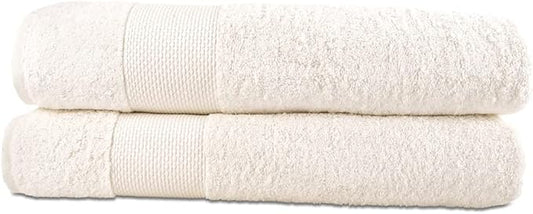 Hencely Bath Sheet Set of 2 - (35x64 Inches) - Luxury Extra Large Oversized Towels, 100% Cotton - Quick Dry, Highly Absorbent, Super Soft - Ideal for Spa, Hotel, Bathroom - (Bath Sheets 2 Pack, Ivory)