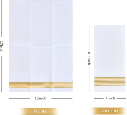 LITOPAK 300 Pack Disposable Guest Towels, Disposable Hand Towels for Bathroom, Paper Dinner Napkins for the Kitchen, Soft, Party Napkins, and Wedding Napkins(Gold)