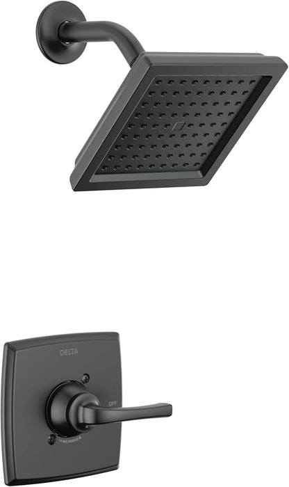Delta Geist 14 Series Shower Faucet Set, Matte Black Shower Head and Handle Set, Valve Trim Kit, Matte Black 142864-BL (Valve Included)