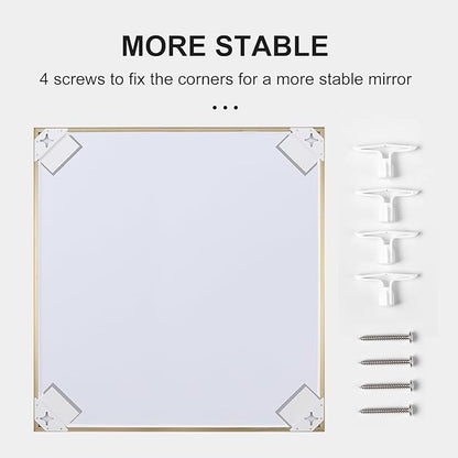 26x36 Inch Gold Bathroom Mirror - Copper-Free Mirror, Aluminum Alloy Frame Vanity Rectangle Wall Mounted Modern Mirror for Bedroom/Living Room/Porch Horizontal or Vertical