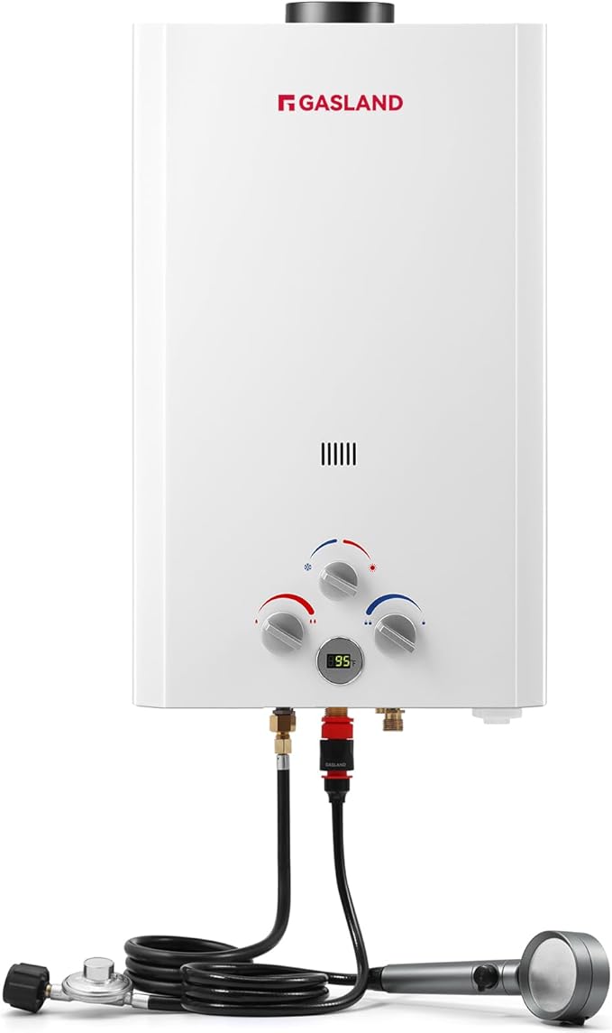 GASLAND 4.22GPM Outdoor Propane Tankless Water Heater, 16L Gas Outdoor Shower, On Demand Hot Water Heater for Off Grid