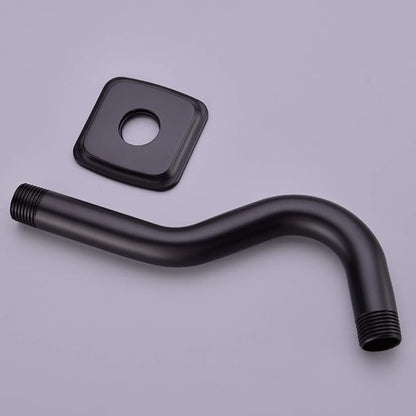 TRUSTMI Curved Shower Arm with Flange, 8-inch S-Shape Stainless Steel Top Shower Head Extension Replacement, Wall Mounted, Matte Black