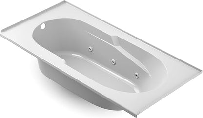 Jacuzzi SIGNATURE Acrylic Drop-In Bathtub, Jet Massage Tub, Slip Resistant, Right Drain Placement, 72" (L) x 36" (W), Rectangle, White