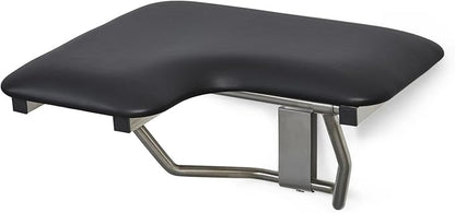 28" x 22.5" Black Padded Cushion Wall Mount Folding Right-Handed Transfer Bench Shower Seat, ADA Compliant