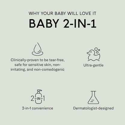SEEN Baby 2-in-1 Shampoo & Body Wash – Fragrance-Free, Tear-Free & Non-Irritating – Dermatologist-Developed Gentle Cleanser for Sensitive & Eczema-Prone Skin