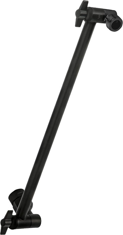 SparkPod 16" Solid Brass Shower Head Extension Arm - Flexible Height & Angle Adjustable Shower Arm Extension for Rain Showerheads with Sturdy Lock - Universal Pipe Connection (Midnight Black Matte)
