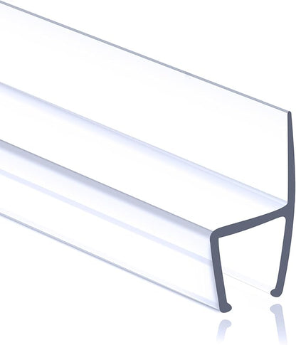 1/2" (12mm) Frameless Shower Door Seal – H-Type 8 Ft. (2.44m) Ultra-Clear Bottom & Side Drip Rail Sweep Strip, 1 Piece for Leak Protection, Water Control & Easy DIY Installation