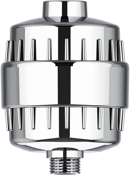 20 Stage Shower Filter Universal with Replaceable Water Filter,Bathroom shower filter head for hard water,Removing Chlorine and fluoride,Polished Chrome