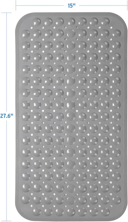 AmazerBath Bath Tub Mat, Medium Size 27.6 x 15 Inches Non-Slip Shower Mats with Suction Cups and Drain Holes, Bathtub Mats Bathroom Mats Machine Washable (Gray)