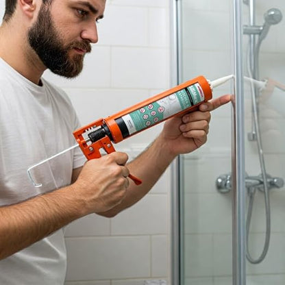 Kitchen & Bathroom Silicone Caulk – 100% Clear Silicone Sealant Waterproof for Sinks, Tubs, Shower Seal & Toilet Seal – Crack-Proof, Quick-Dry Formula Silicone Caulking, 2-Pack