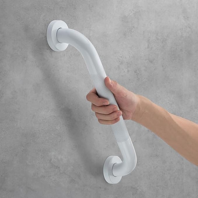 Grab Bars for Shower, 1 Pack 12-Inch Anti Slip Shower Handles for Elderly, Safety Shower Grab Bar, Stainless Steel Handicap Grab Bars for Bathroom (White 1" Diameter)