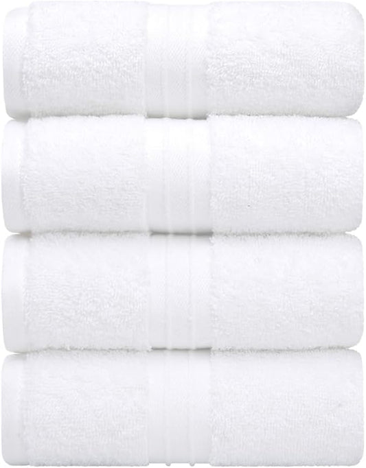 Hand Towels 4 Pack - Soft & Cozy, Large (16"x 28") Cute, Soft, Decorative - Versatile, Perfect as Hand Towels for Bathroom, Gym, Hotel, Spa Towels - White