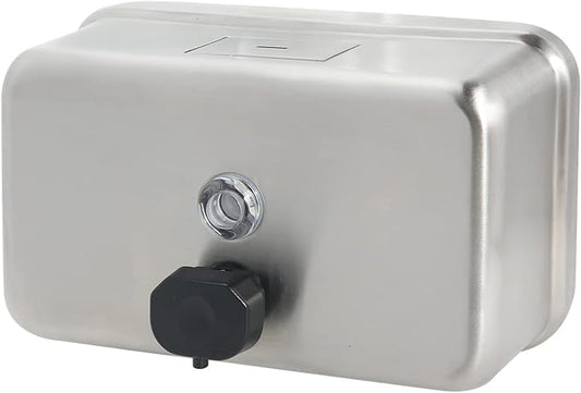 Heavy Duty Stainless Steel Wall Mount Soap Dispenser, 1100ml/37oz, with Corrosion Proof Lining and Anti-Leak Pump for Commercial & Home Bathroom Kitchen (Horizontal)