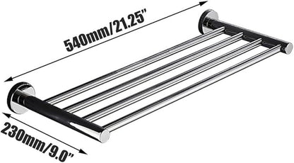 20 Inch Bathroom Towel Rack, Hotel Style Towel Racks for Bathroom Wall Mounted, Modern Towel Bar Rack, 2-Tier Towel Shelves, Polished Chrome