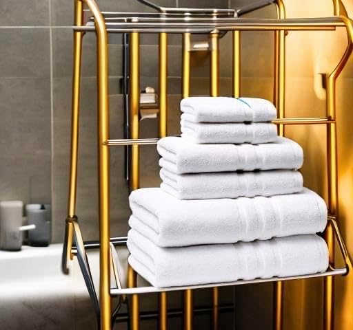 Veteran Textile LLC - 6 Pieces- Turkish Cotton - Luxury Towel Set for Bathroom & Kitchen, 2 Bath Towels, 2 Hand Towels & 2 WashCloths *Valued $79.99* (White)