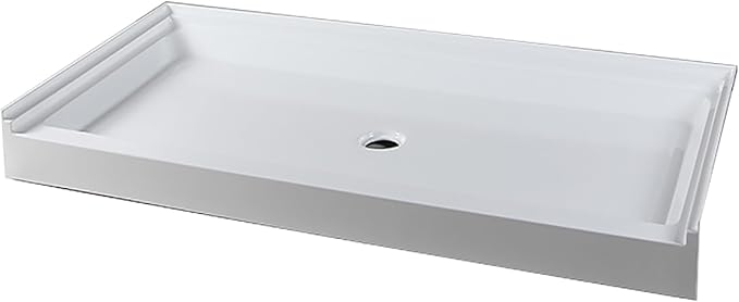 Westbrass SP6036WP-12 60" x 36" 3-Wall Shower Pan with Plastic Center Drain and 4-1/4" Cross Grid Brass Drain Cover, Oil Rubbed Bronze