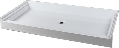 Westbrass SP6036WP-12 60" x 36" 3-Wall Shower Pan with Plastic Center Drain and 4-1/4" Cross Grid Brass Drain Cover, Oil Rubbed Bronze