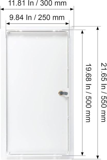 10" x 20" Lockable White Metal Access Panel. Service Shaft Door Panel with Key. Plumbing, Electricity, Heating, Alarm Wall Access Panel for Drywall. Bathroom Services Access Hole Cover.