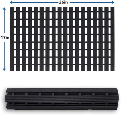 Bath Mat Non Slip Shower Mat Bathtub with Drain Holes and Heavy Duty Rubber No Suction Cups Sturdy Shower Stall Tub Mat for Bathroom, Shower Floor, Pool, SPA, (Black, 17"x26")