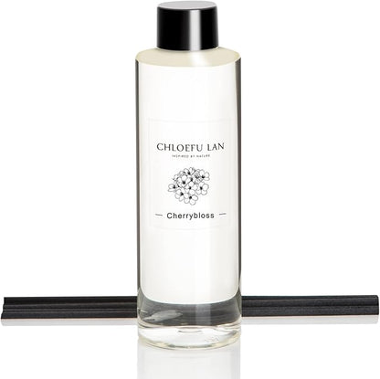 Chloefu LAN Cherry Blossoms Reéd Diffuser Refill 200ml/6.76 fl oz Natural Essential Scented Oil, Best for Aromatherapy, SPA and Home, 0% Alcohol