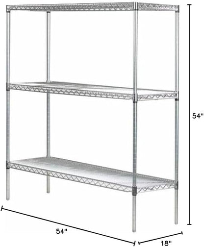 Omega 18" Deep x 54" Wide x 54" High 3 Tier Chrome Starter Shelving Unit