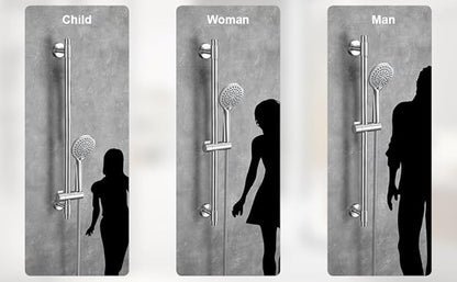 Adjustable Shower Slide Bar with 5-Function Handheld Shower Head, Stainless Steel Grab Slide Bar Combo with Extra Hose (Brushed Nickel)