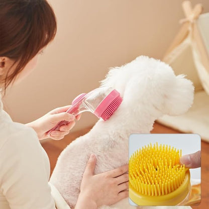 Pet Bath Brush with Silicone Bristles – Grooming Massage Tool with Liquid Dispenser for Wet & Dry Use – Deep Cleaning Portable Brush for Dogs and Cats (Blue)