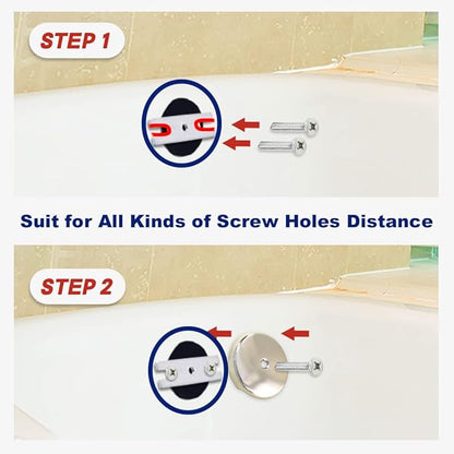 Single Hole Bathtub Drain Overflow Plate - Overflow Drain Cover | Tub Drain Cover with Three Matching Screws/Bathtub Overflow Drain Cover with Adapter (Brushed Nickel)