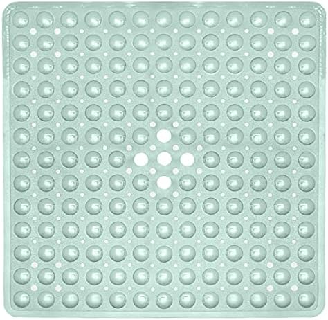 ENKOSI 21 x 21 inch Square Non-Slip Shower Mat – Anti-Slip Shower Mats for Inside Shower – Secure Grip for Shower Stall Floors – Quick-Dry with Drain Holes (21x21 Aqua Green)