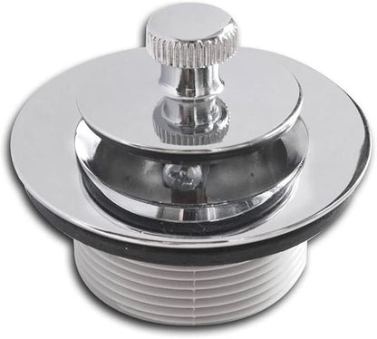 Lift and Turn Bathtub Drain Stopper with ABS Plastic Bushing, Fits in 1-1/2 Inch or 1-3/8 Inch Inner Bathtub Shoe, Easy to Install, Plated Chrome