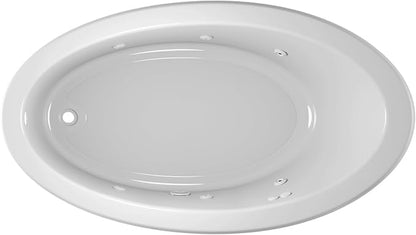 Jacuzzi SIGNATURE Acrylic Drop-In Bathtub, Jet Massage Tub, Slip Resistant, Left Drain Placement, 66" (L) x 38" (W), Oval, White