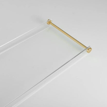 Bathtub Tray Clear Caddy Rack: Acrylic Tub Tray Shelf with Gold Rails to Hold Book Phone Candle Wine - Waterproof Bathtub Accessories, Luxury Gifts for Women