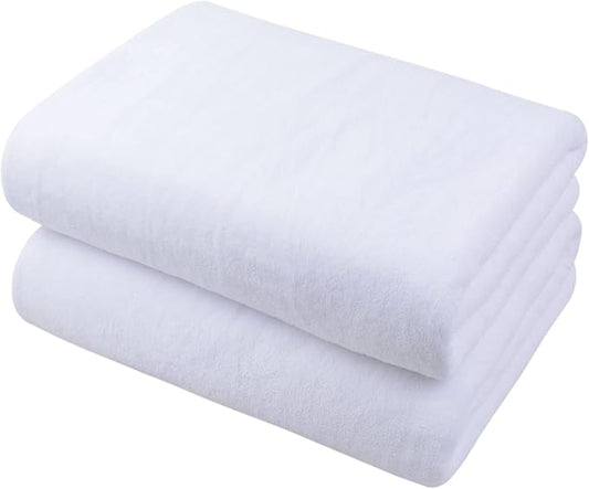 KinHwa Microfiber Bath Towel 30x60inch 2 Pack Extra Large Bathroom Towels,Ultra Absorbent Shower Towel Set,Quick Dry Soft Bath Sheets for Spa, Swimming, Pool- White