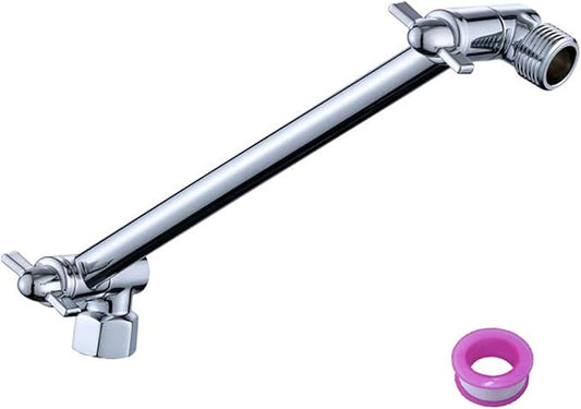 12 Inch Shower Head Extension Arm Chrome. Solid Brass Adjustable Shower Arm Extension. Lower Or Raise Any Rain Or Handheld Showerhead To Your Height & Angle – Universal Connection