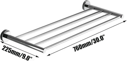 2-Tier Hotel Towel Racks for Bathroom, Wall Mounted Towel Shelf, 30 Inch Bathroom Towel Rack, Polished Chrome