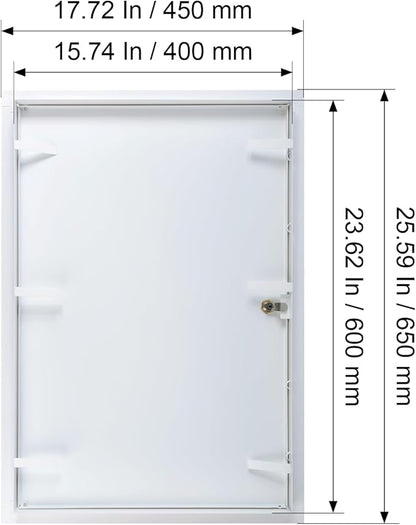 16" x 24" Lockable White Metal Access Panel. Service Shaft Door Panel with Key. Plumbing, Electricity, Heating, Alarm Wall Access Panel for Drywall. Bathroom Services Access Hole Cover.