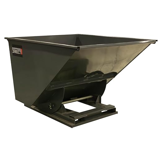 Heavy Duty Self-Dumping Hopper, 2 cu yd Tall, 6000 lb Capacity, 70.331"x60"x47.31", Gray
