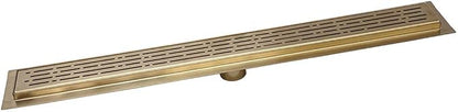 SereneDrains 304 Stainless Steel 48 Inch Brushed Gold Shower Drain Kit Broken Lane Brass Linear Shower Drains Long Hair Catcher Strainer Grate Cover Bathroom Floor (Matte Gold, 47 Inch)