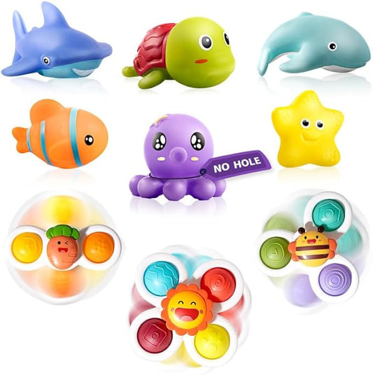 Hely Cancy Infant Bath Toys for 18 Months - No Hole Animal Bathtub Toys, Baby Bath Tub Toys