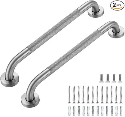Grab Bars for Shower, 2 Pack 18-Inch Anti Slip Shower Handles for Elderly, Safety Shower Grab Bar, Stainless Steel Handicap Grab Bars for Bathroom,Toilet (Brushed Nickel, 1" Diameter)