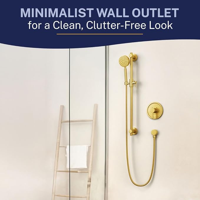 HammerHead Showers Solid Metal Drop Ell Wall Mount Elbow, 1/2" Shower Hose Connector, Round Handheld Shower Head Elbow Adapter, Shower Drop, Brushed Gold