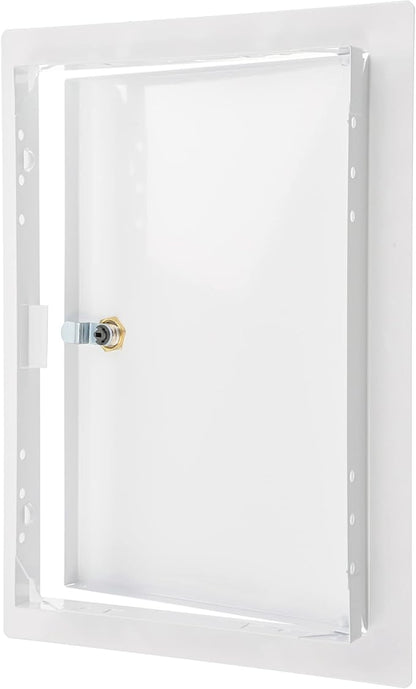 8" x 12" Lockable White Metal Access Panel. Service Shaft Door with Key for Plumbing, Electricity, Heating, Alarm. Bathroom Access Hole Cover.