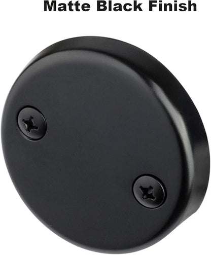 Matte Black Lift & Turn Tub Trim Set with Two-Hole Overflow Faceplate and No Putty Gasket, Bathtub Conversion Kit Assembly with Universal Fine/Coarse Thread, No Putty Installation by Artiwell