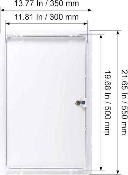 12" x 20" Lockable White Metal Access Panel. Service Shaft Door Panel with Key. Plumbing, Electricity, Heating, Alarm Wall Access Panel for Drywall. Bathroom Services Access Hole Cover.